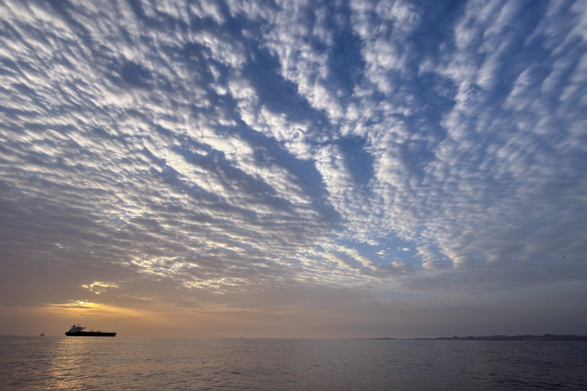 A tanker anchored in the Strait of Hormuz off Qeshm Island
