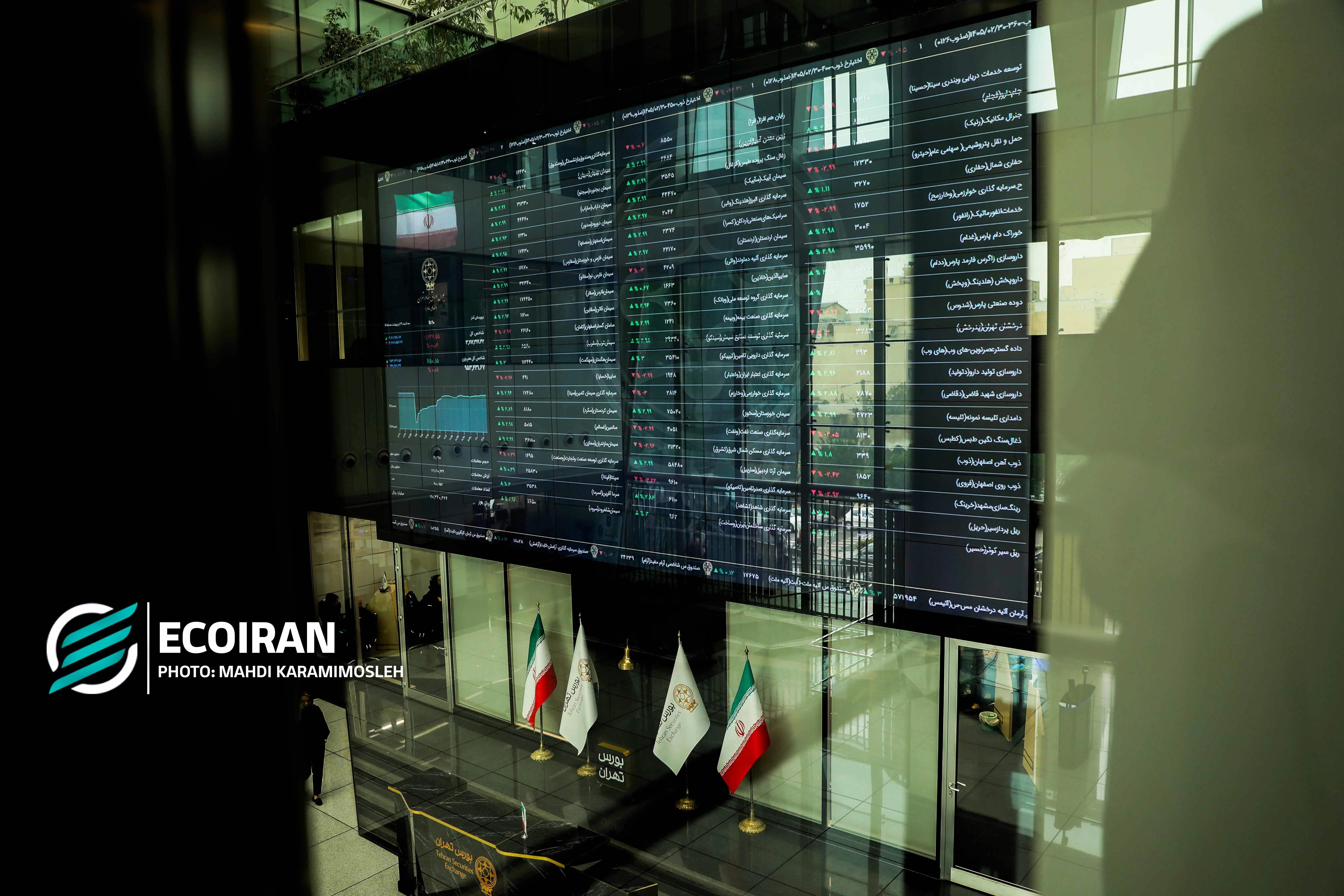 The Tehran Stock Exchange board on Sunday, August 9, 2026, the day of the retail turnover record. Source: Ecoiran