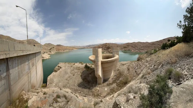 Archival photo of a dam supplying Tehran's water