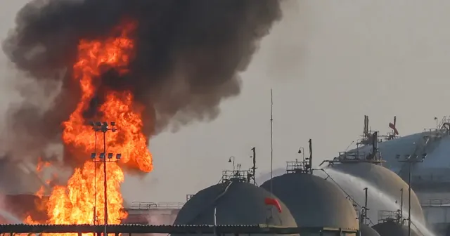 Smoke seen near an Aramco site in Riyadh, Saturday, October 3, 2026